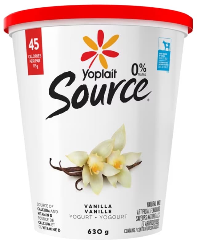 Yoplait Source 0% Smooth Traditional Yogurt, Vanilla, No Added Sugar, 630g image